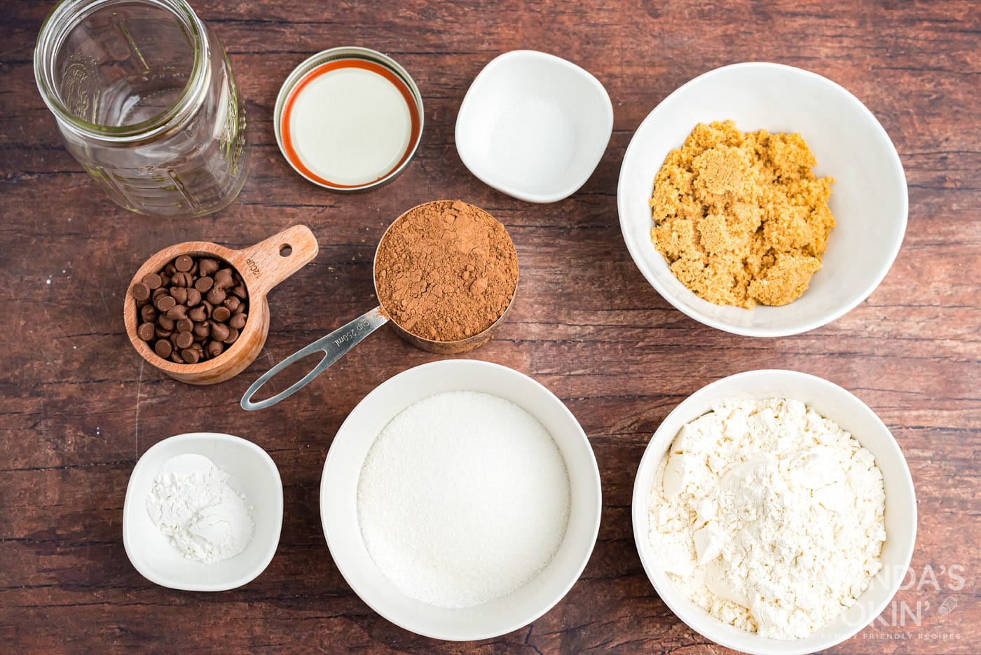 ingredients for chocolate mug cake in a jar