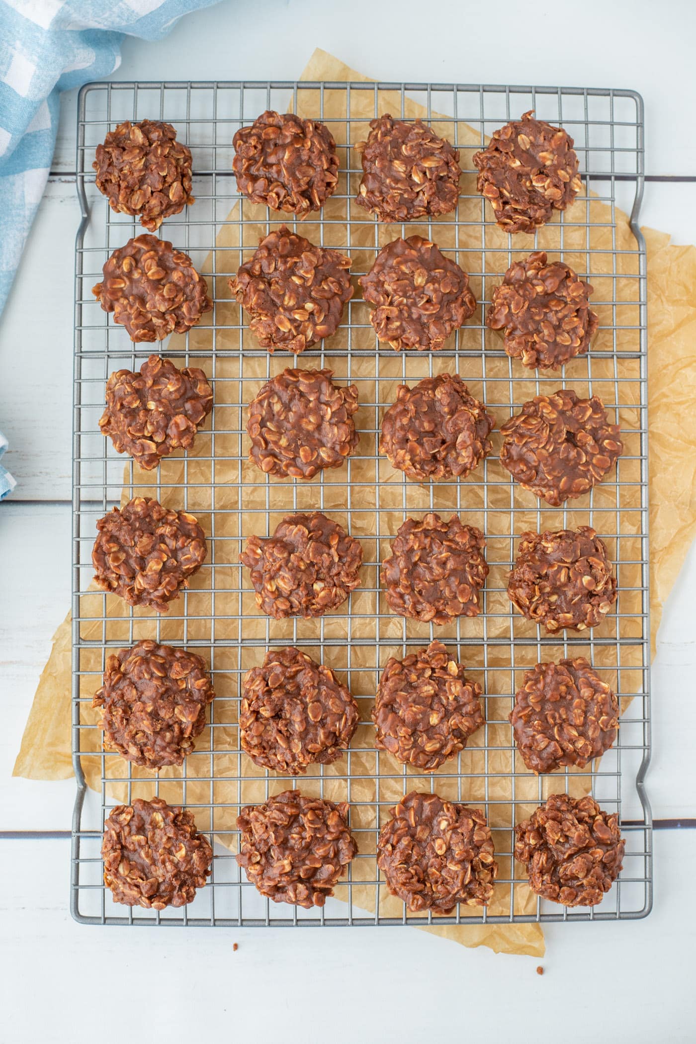 cooling rack of No Bake Cookies