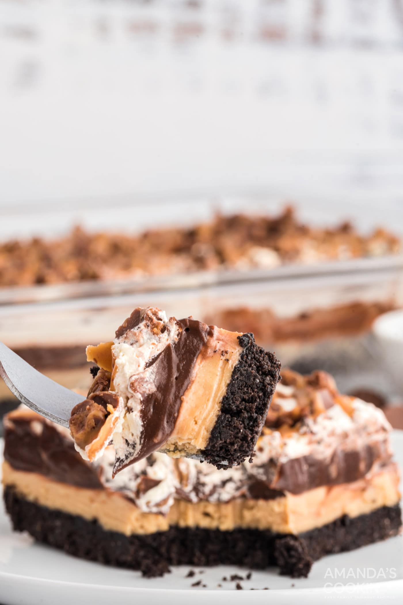 fork of Chocolate Peanut Butter Lasagna