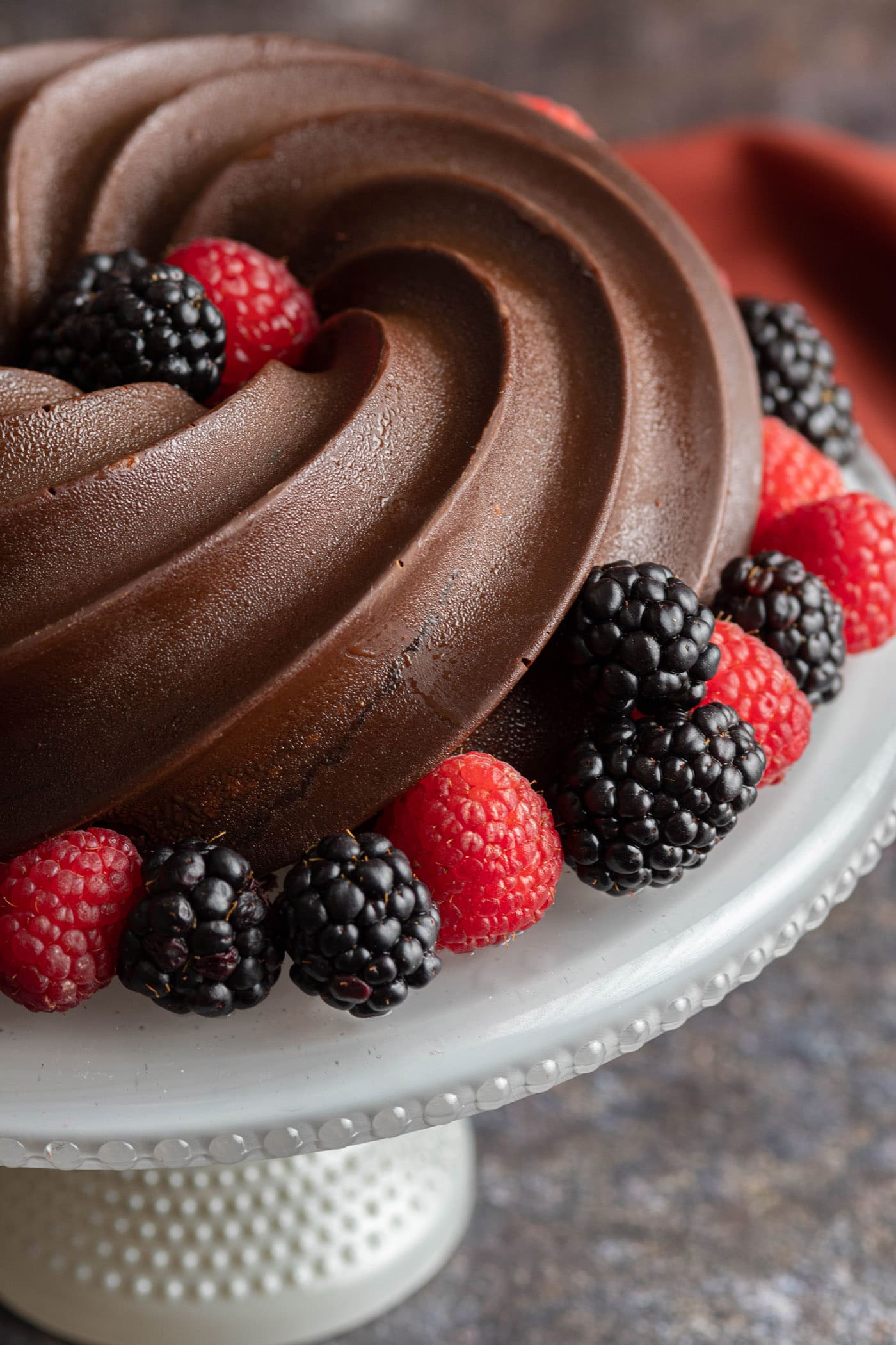side view of Chocolate Pound Cake