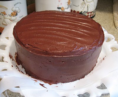 A photo of a chocolate sauerkraut cake without the topping.