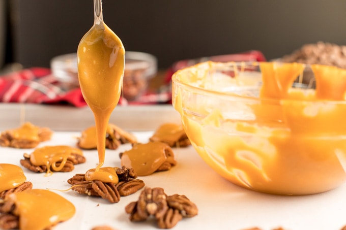 spoon of melted caramel