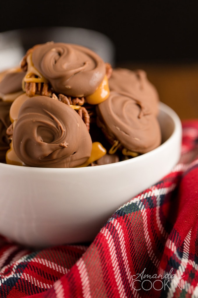 bowl of chocolate turtles