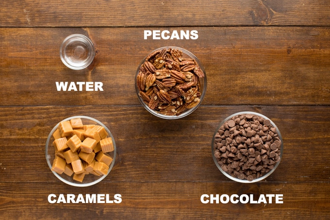 ingredients for chocolate turtle candies