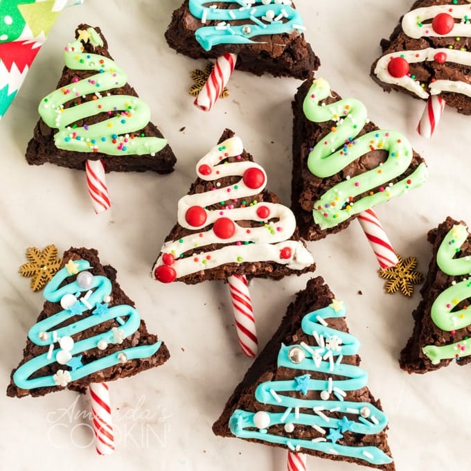 multiple christmas tree brownies