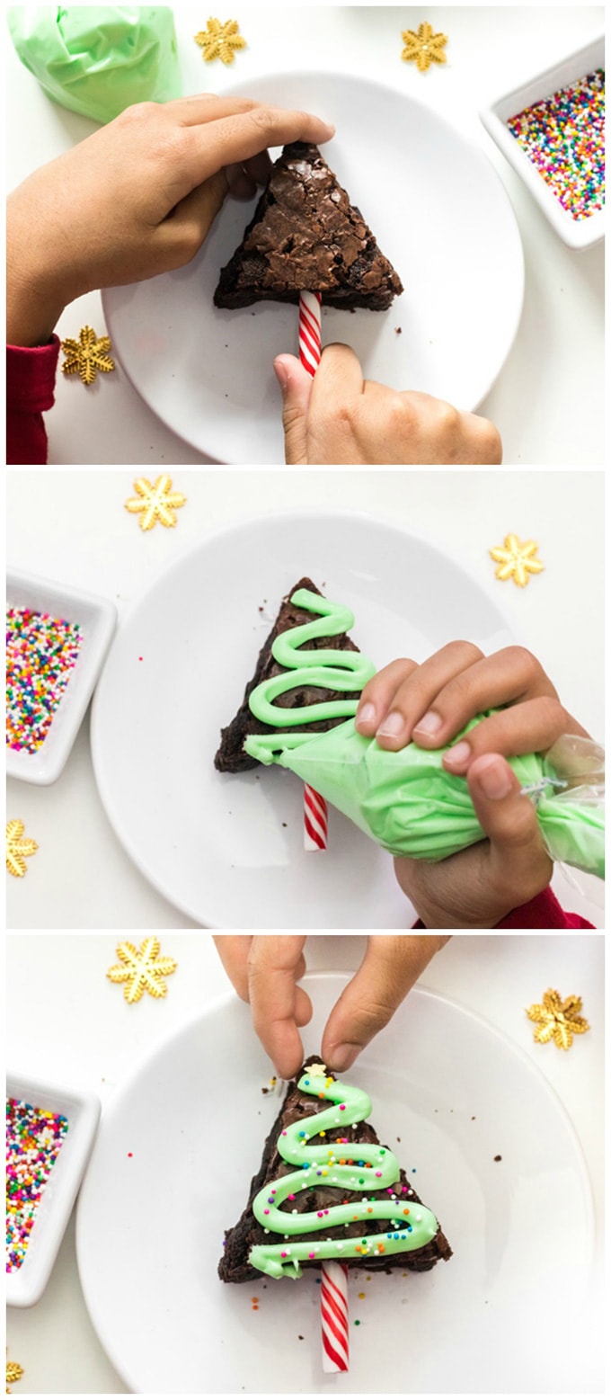 decorating a brownie