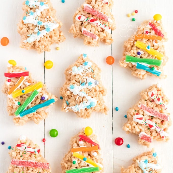assorted Christmas Tree Rice Krispie Treats