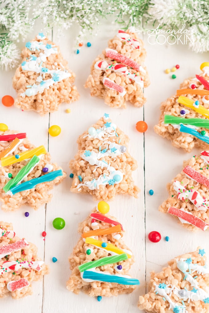 rice krispie treats shaped like christmas trees
