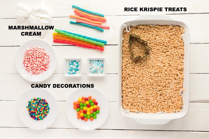 ingredients for Christmas Tree Rice Krispie Treats