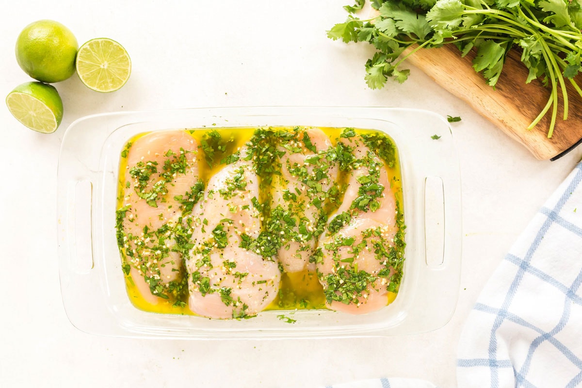 chicken breasts in marinade