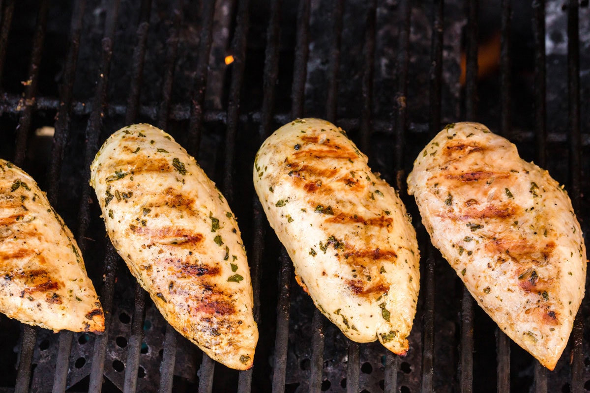chicken breasts on the grill