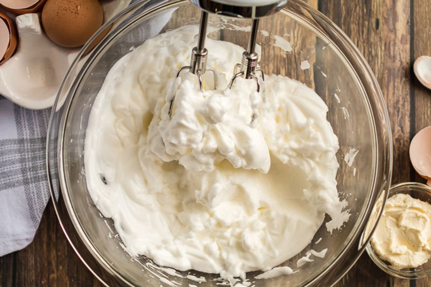 Egg whites and cream of tartar whipped together