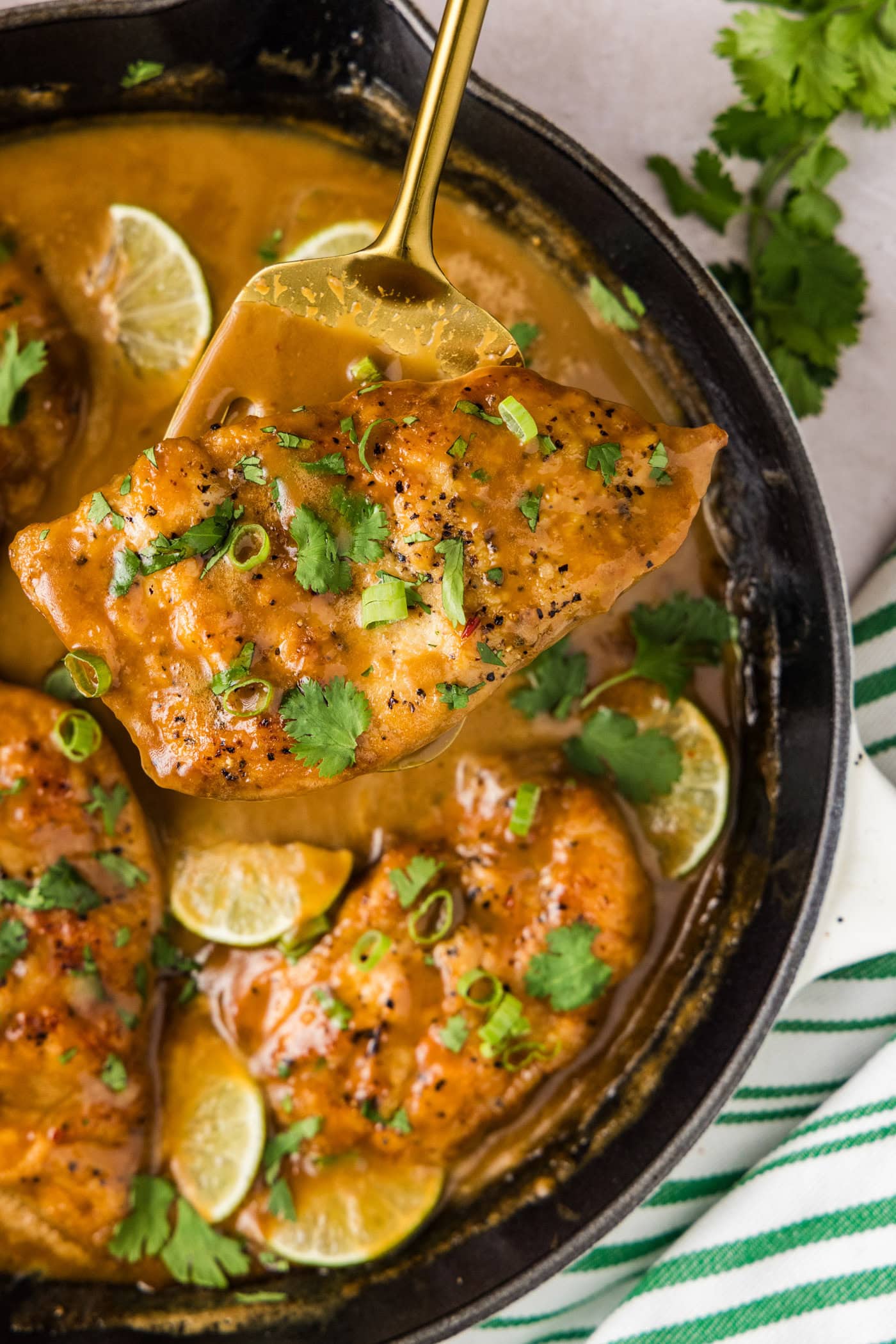 Close up photo of Coconut Chicken in a skillet