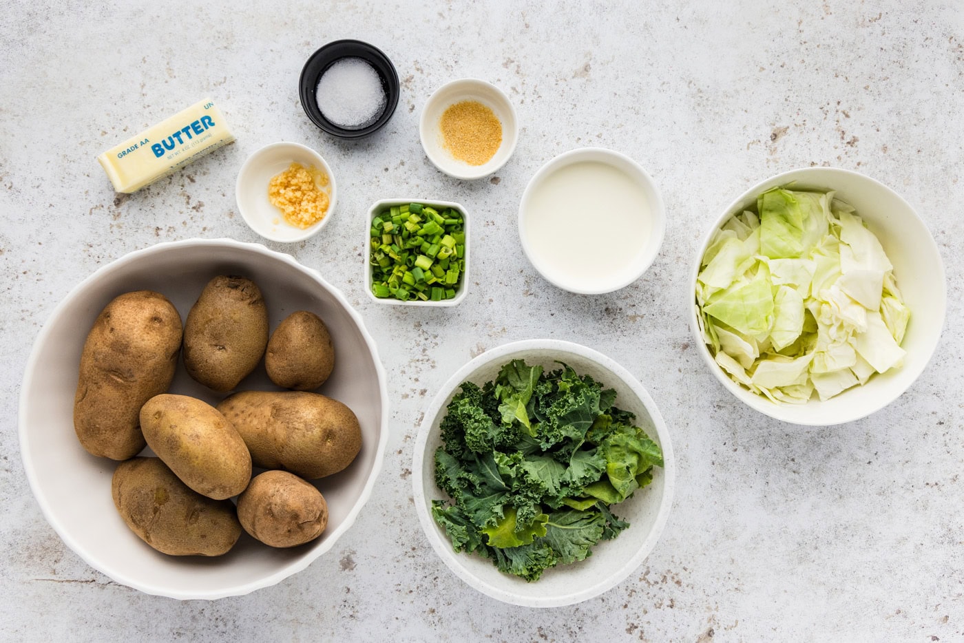 Ingredients for Colcannon (Irish Mashed Potatoes)