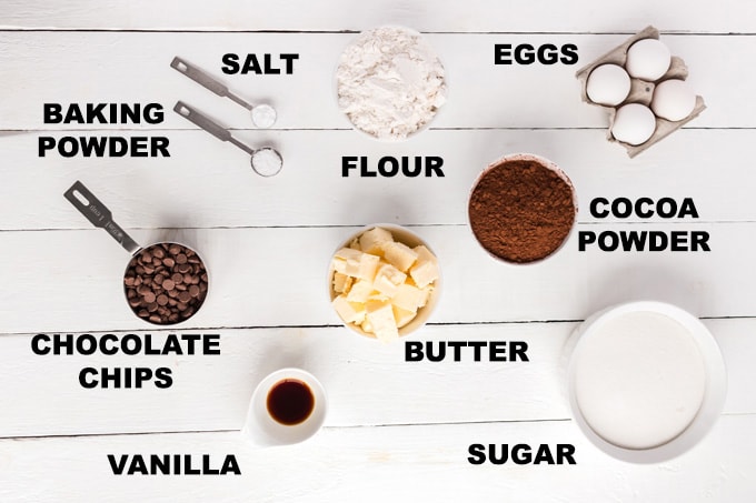 ingredients for heart brownies