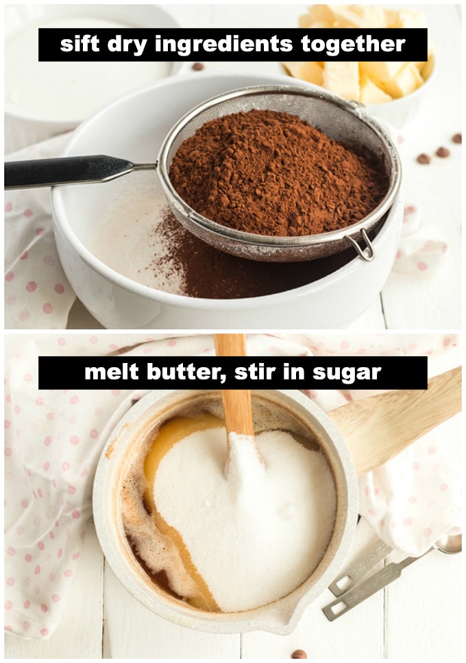 sifting cocoa