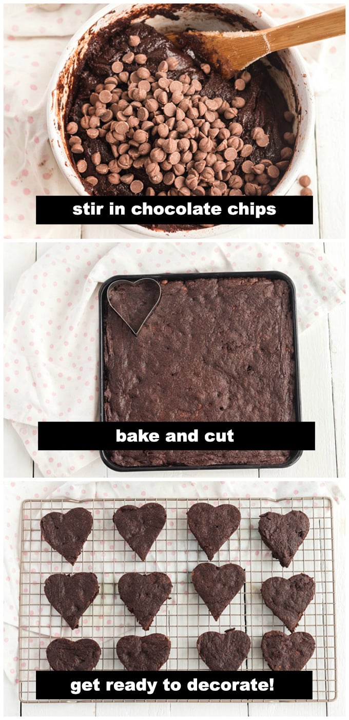 baked brownies and a heart cookie cutter