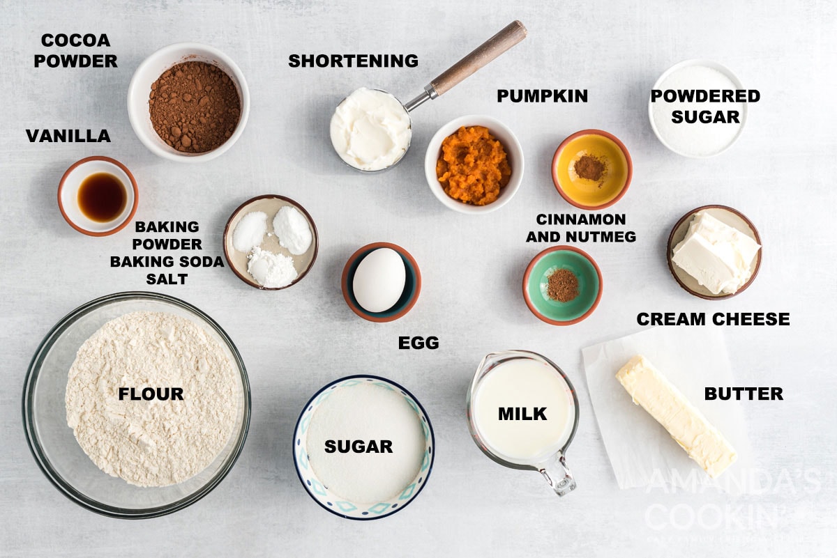 labeled ingredients for whoopie pies