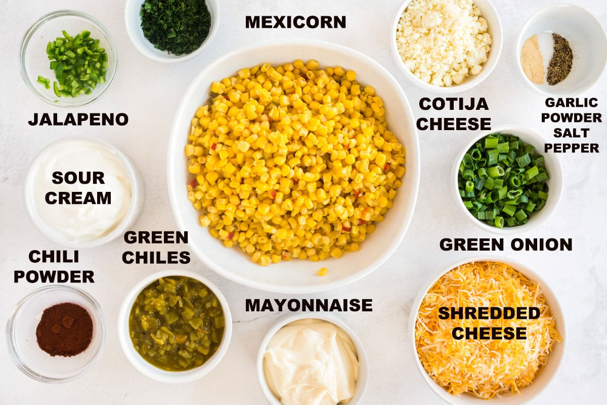labeled ingredients for corn dip