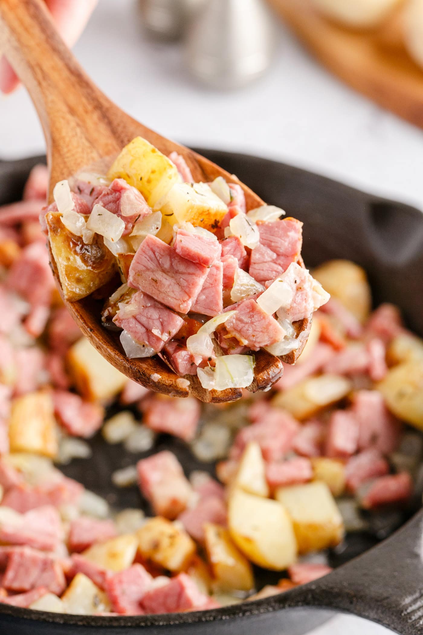 spoon of Corned Beef Hash