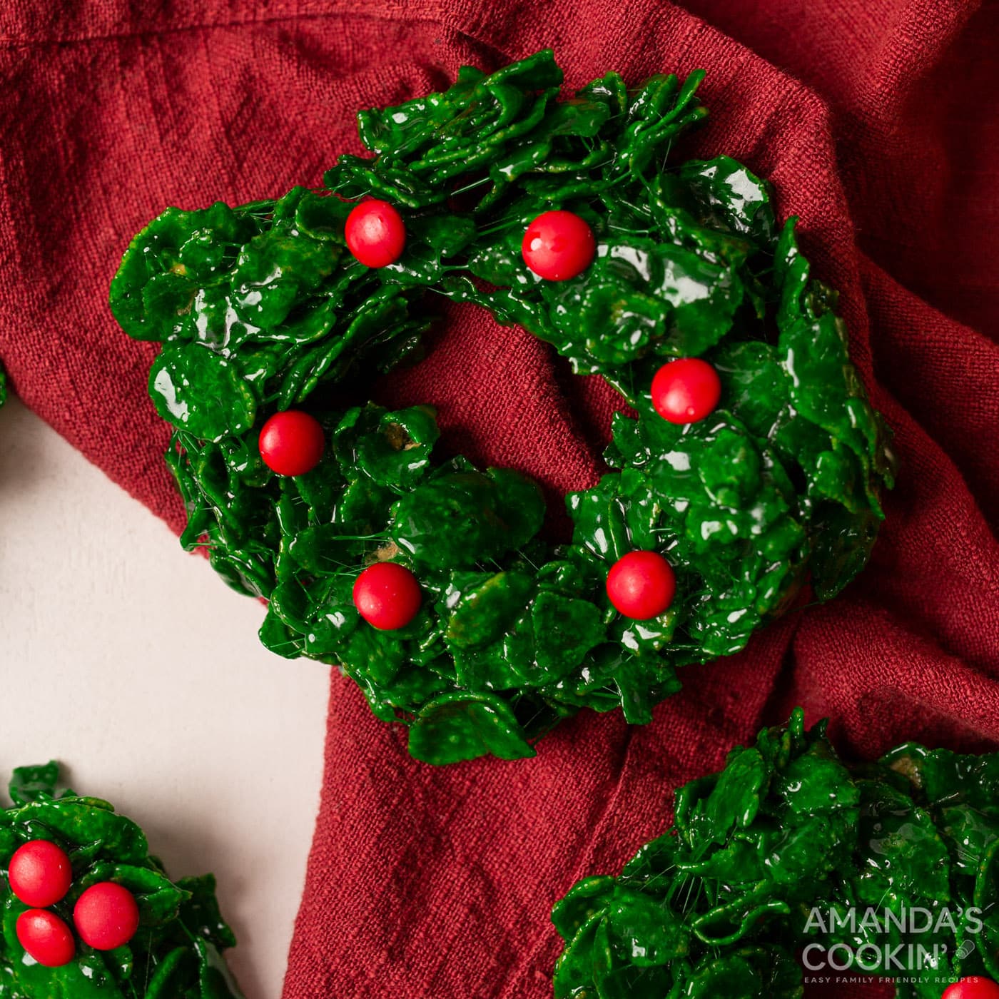 Cornflake Christmas Wreath Cookies