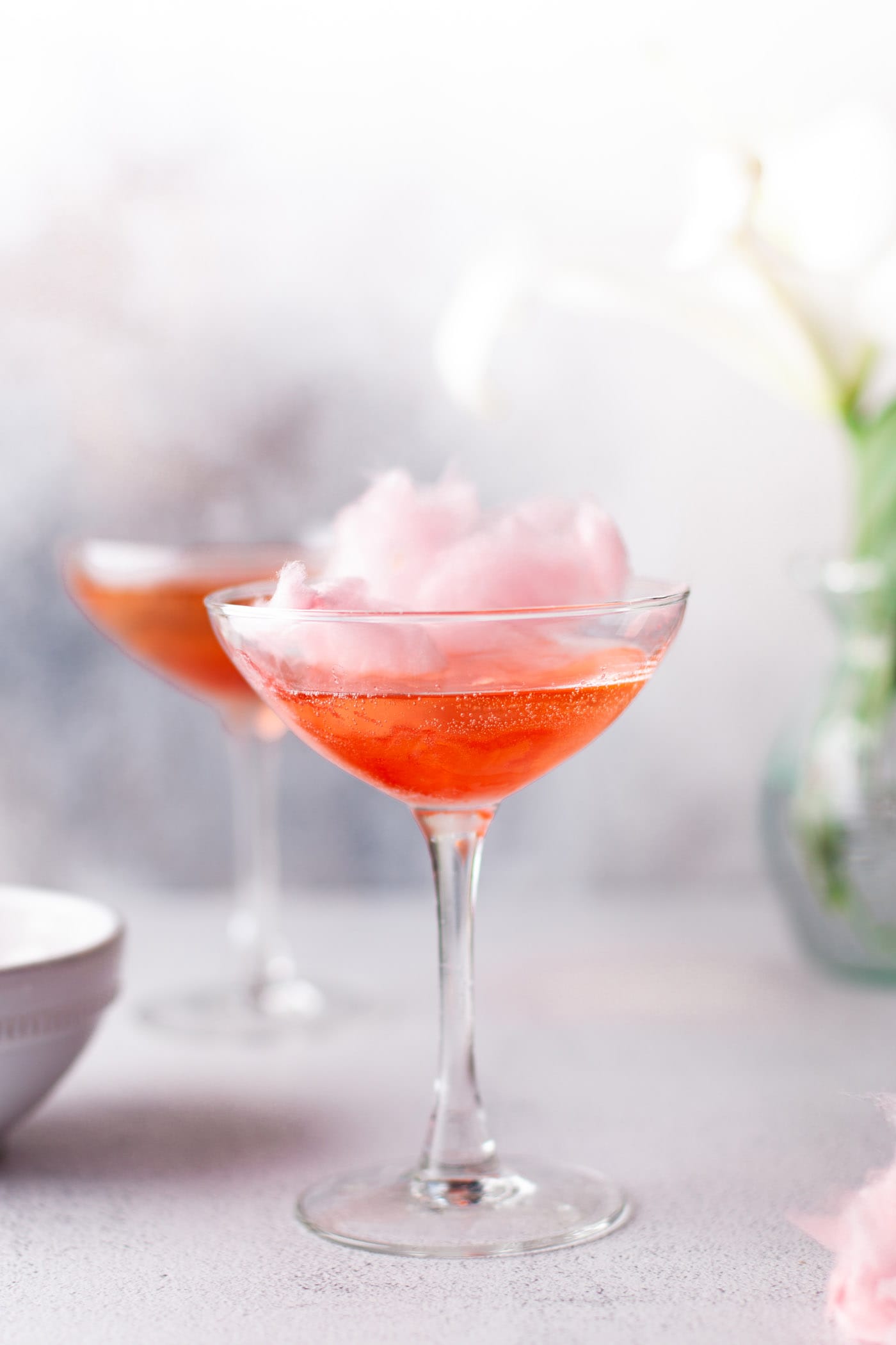 glass of cotton candy champagne