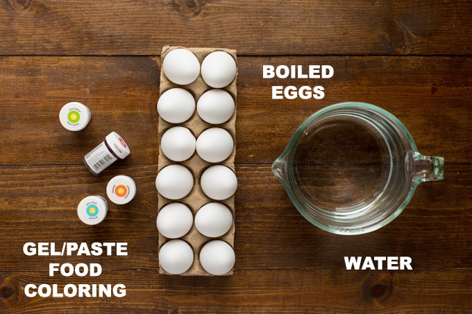 supplies needed to make cracked colored eggs