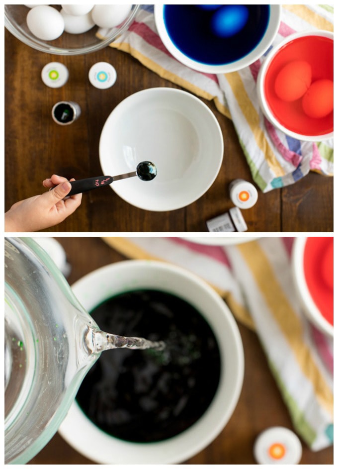 mixing food coloring in water