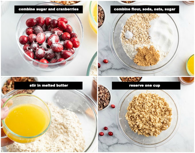 illustrated step photos for making crust and topping