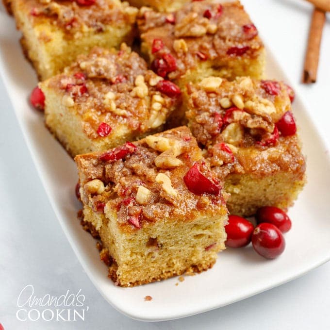 squares of cranberry coffee cake