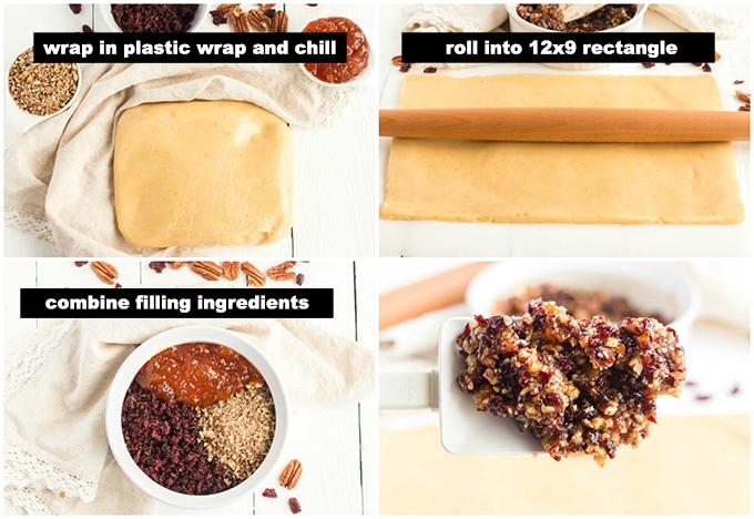 rolling the dough and making the filling
