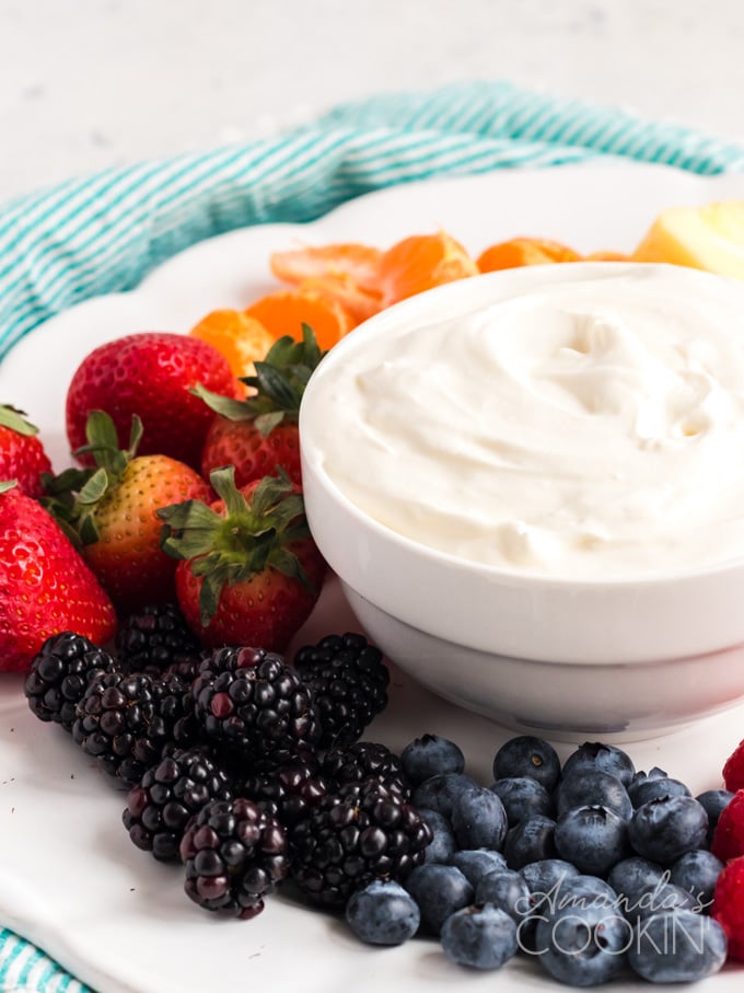CREAM CHEESE FRUIT DIP IN A BOWL