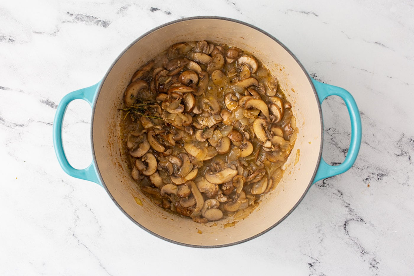 cream of mushroom soup ingredients in a dutch oven