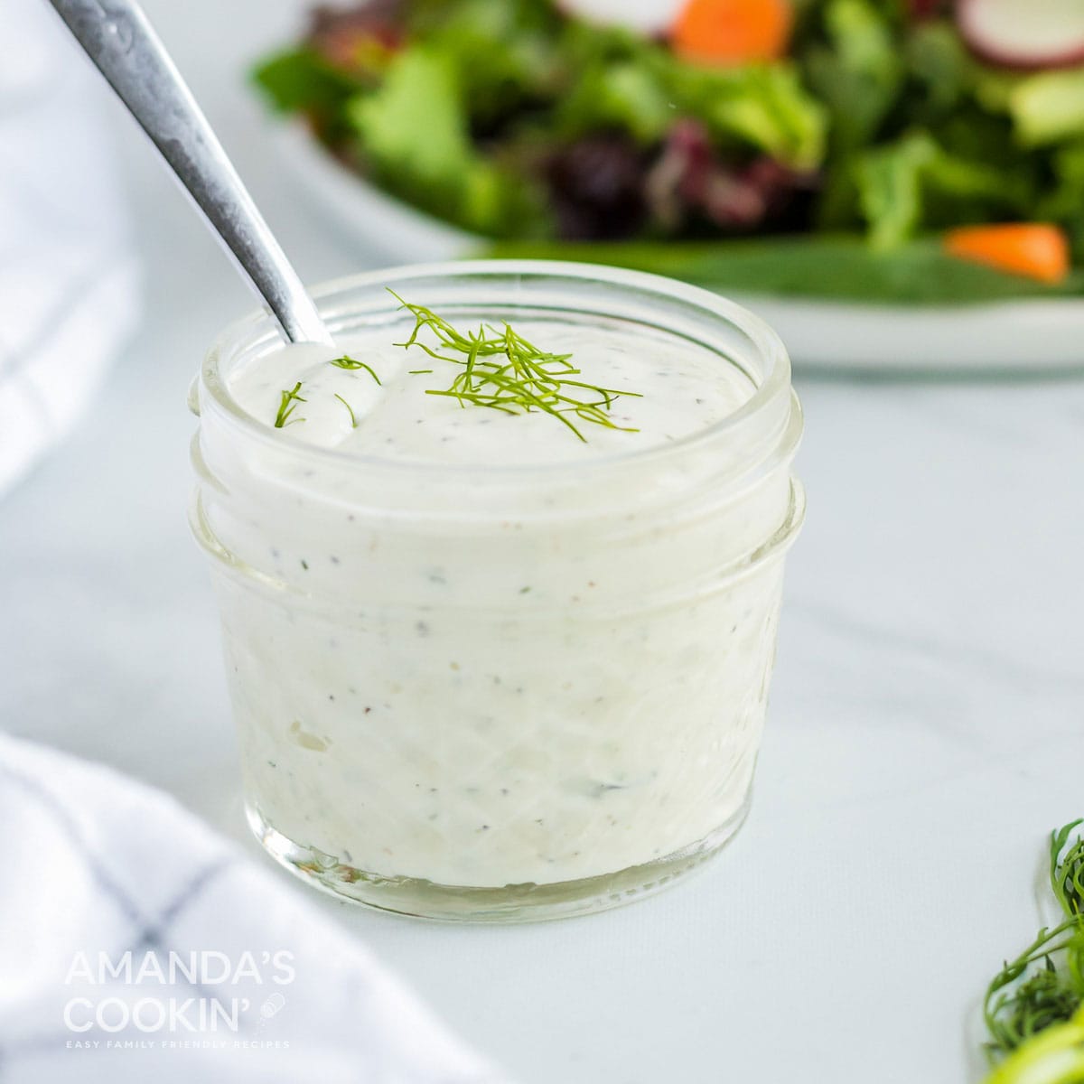 small jar of dill dressing