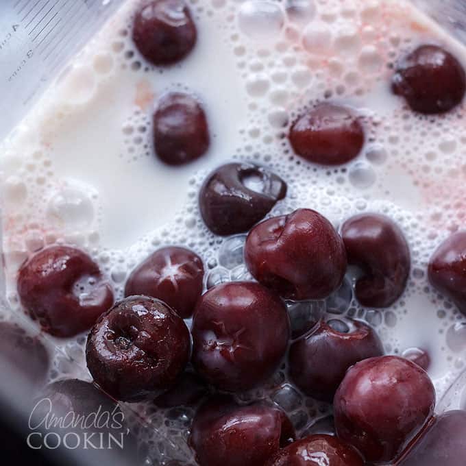 frozen cherries and almond milk for smoothies