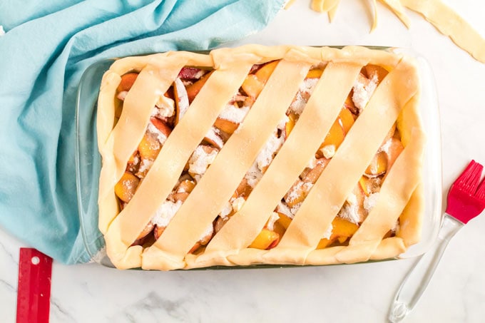 peach pie ready for the oven