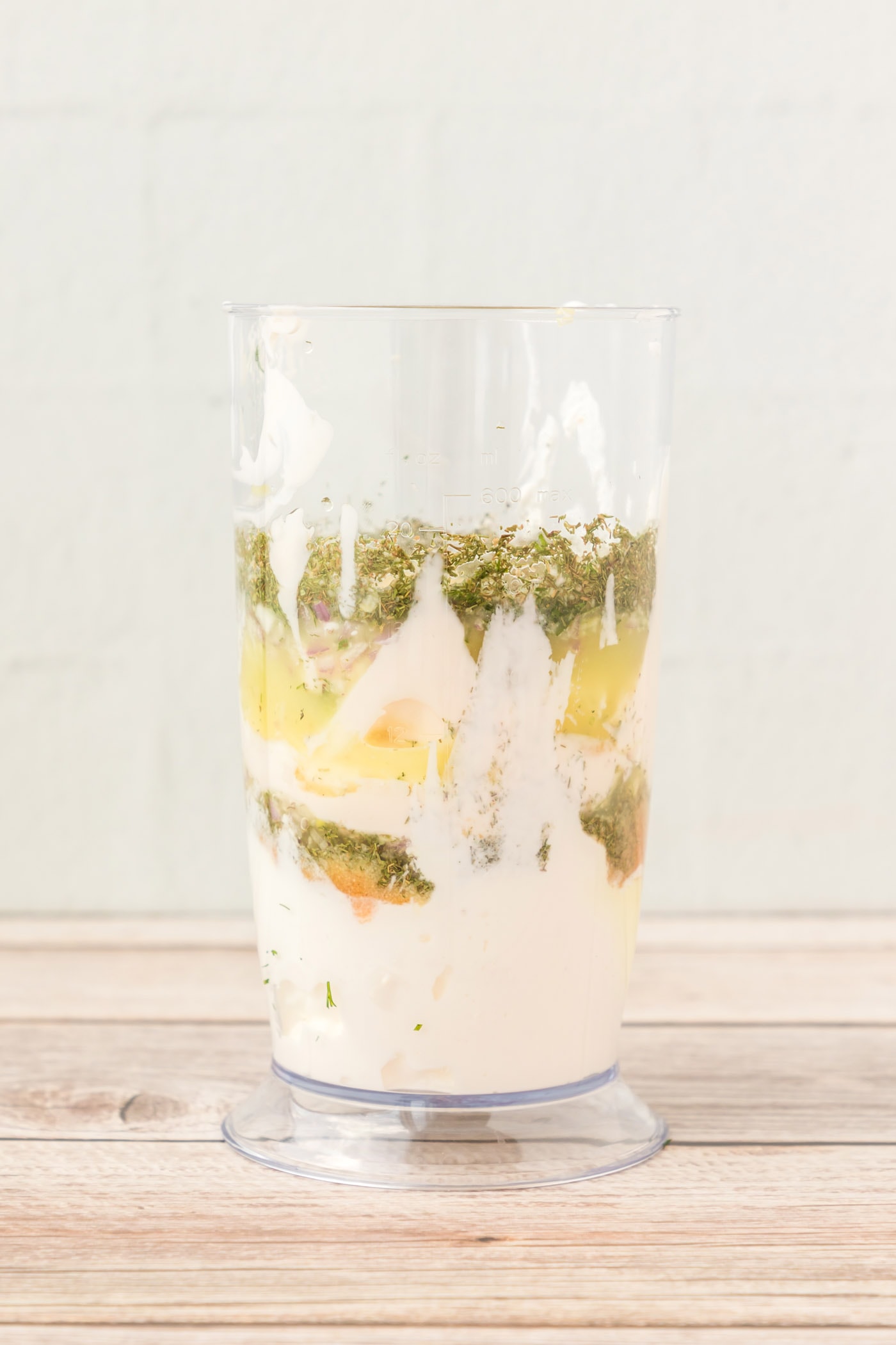 dill dip ingredients in a blender