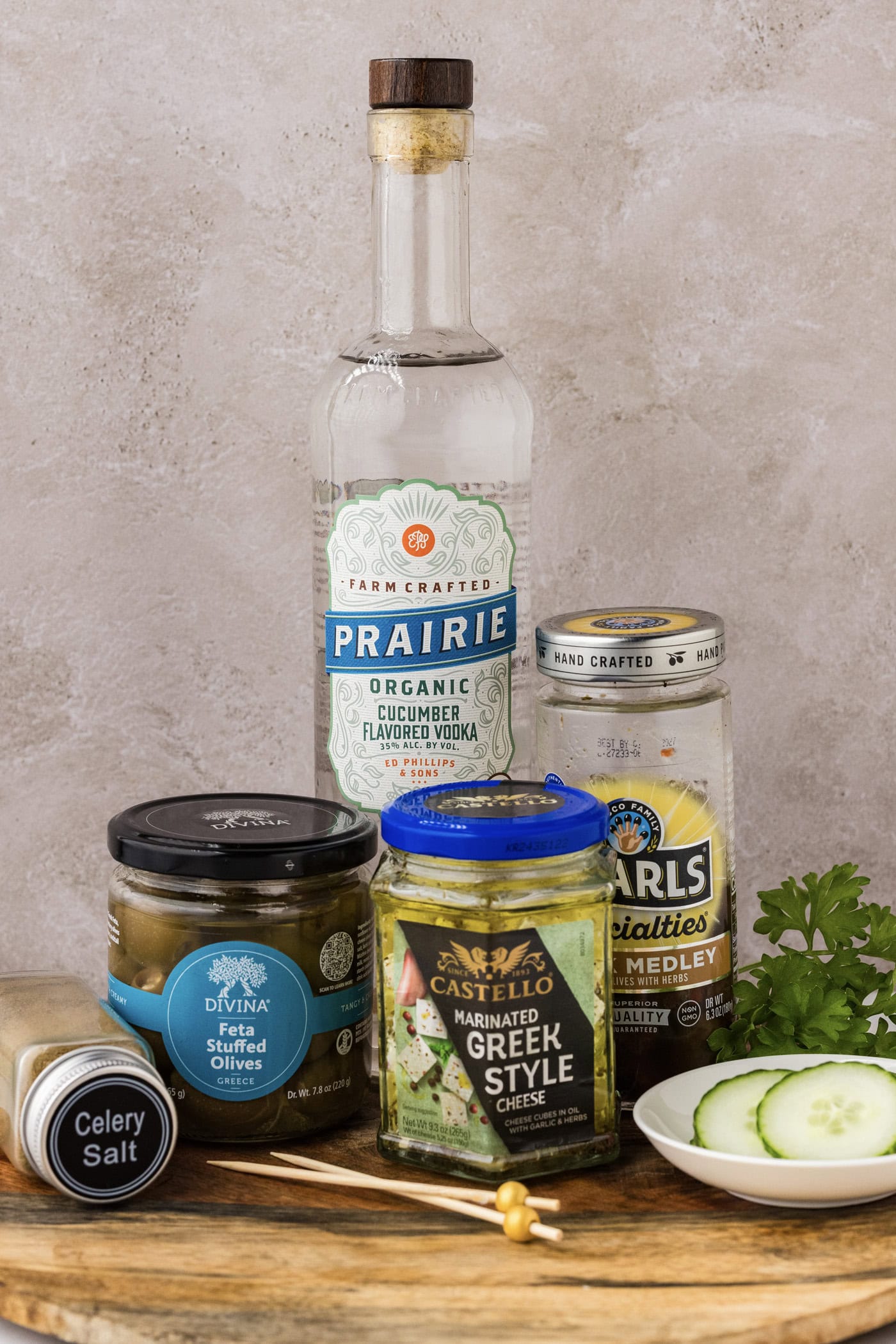 Ingredients for Dirty Greek Martini