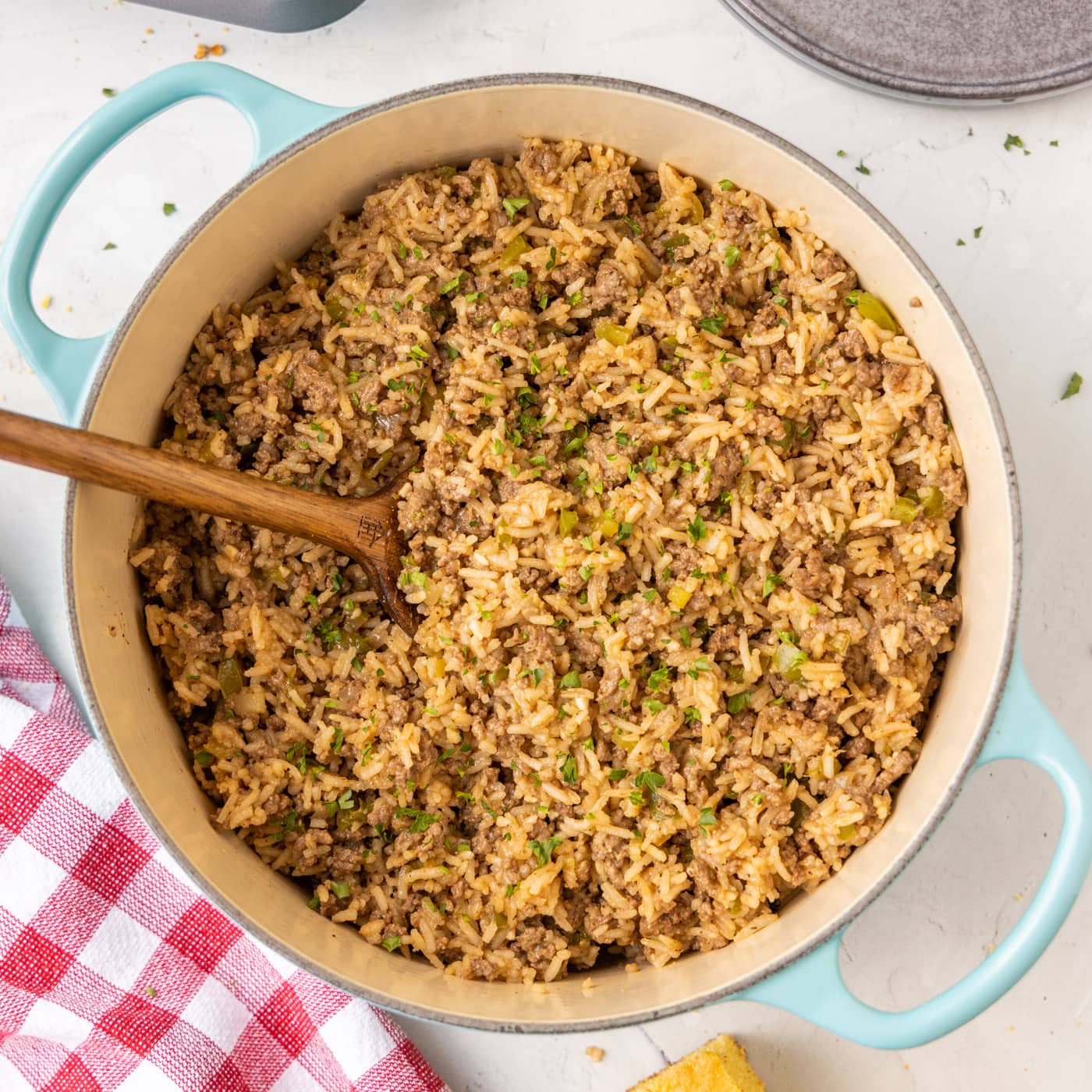 dutch oven of Dirty Rice