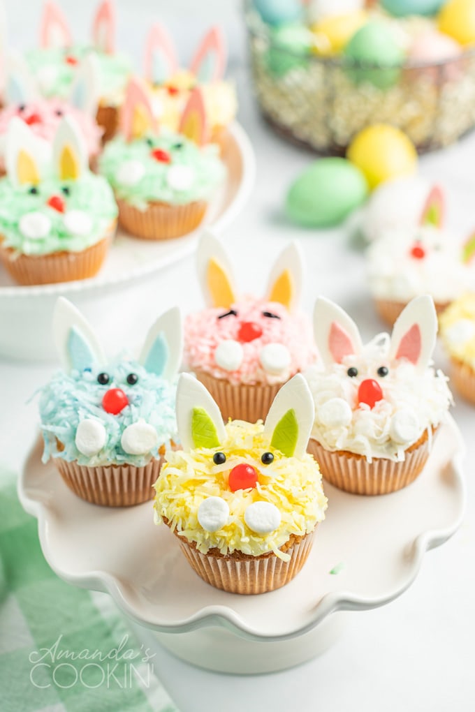 colorful easter bunny cupcakes