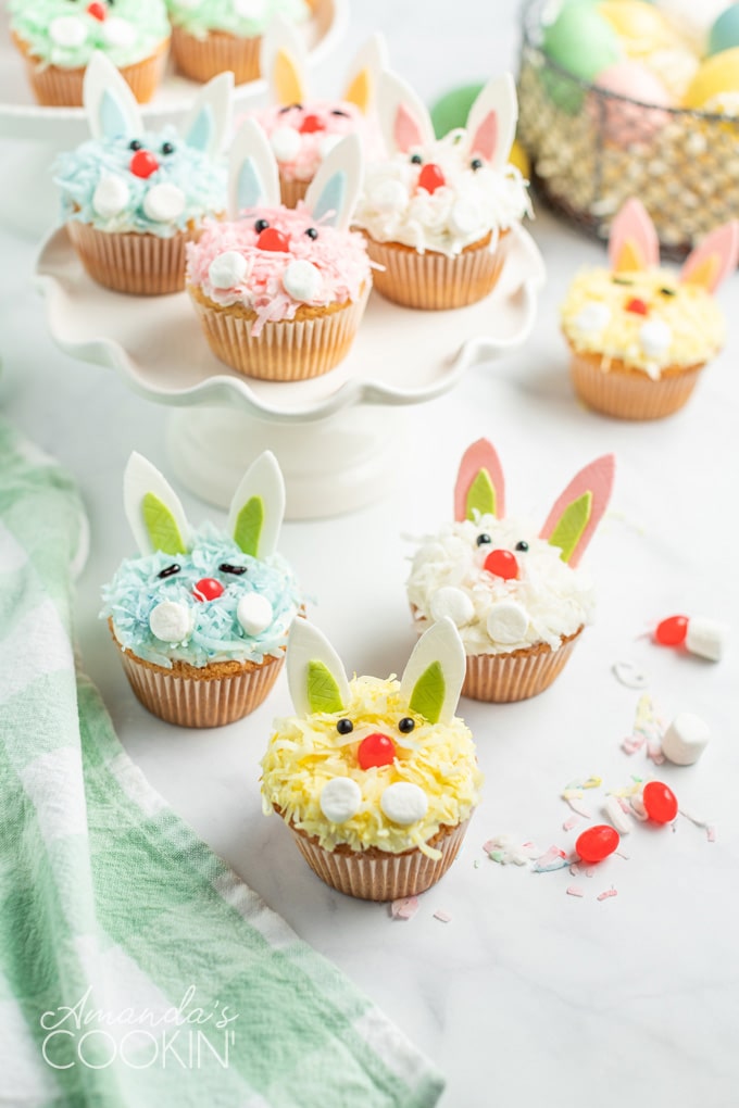 colorful bunny cupcakes for easter