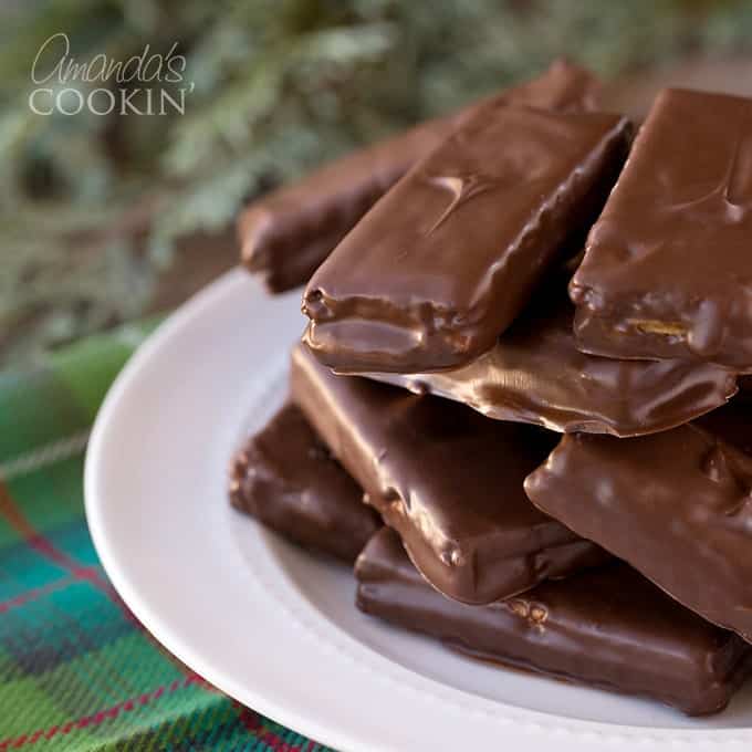 Plate full of homemade candy bars