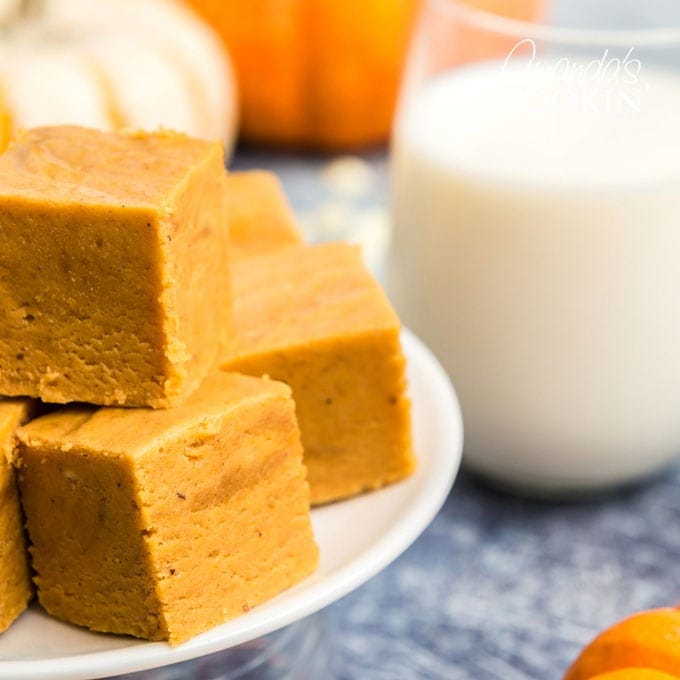 stack of pumpkin pie fudge