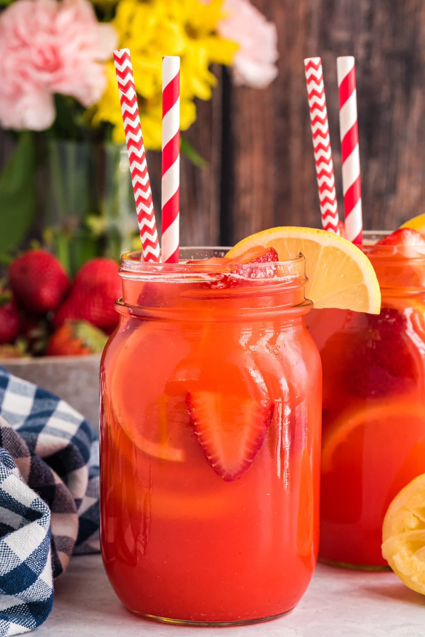 Easy Strawberry Lemonade in a mason jar