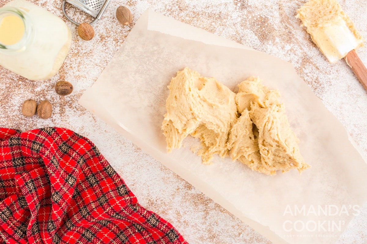 cookie dough on wax paper