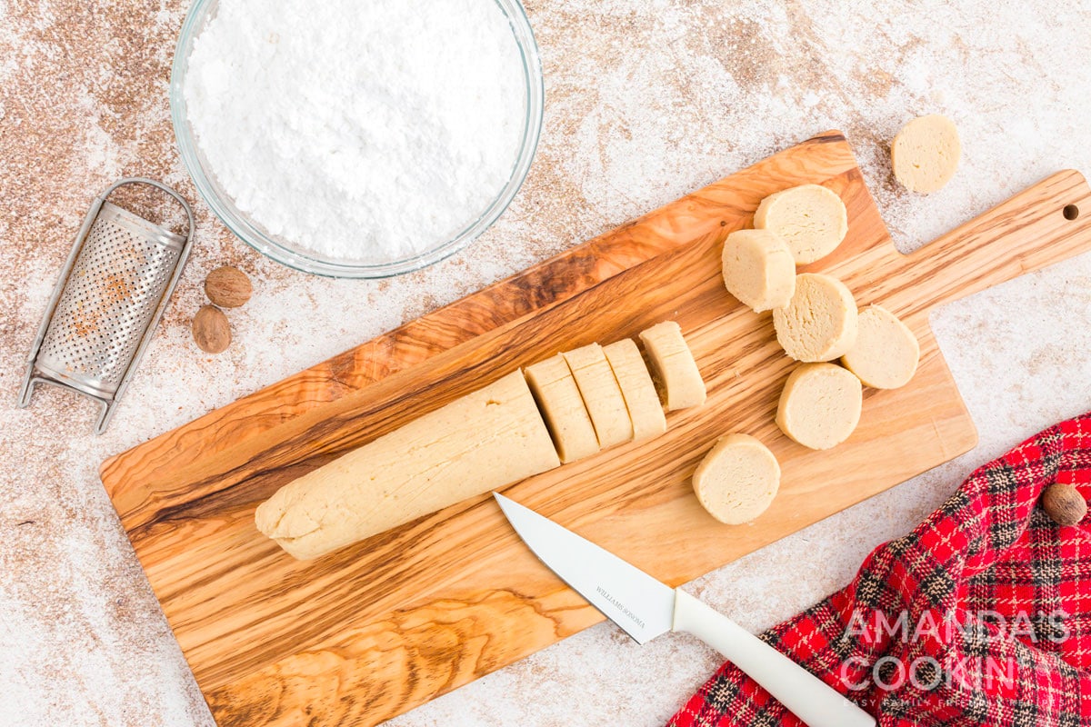 cutting dough into slices