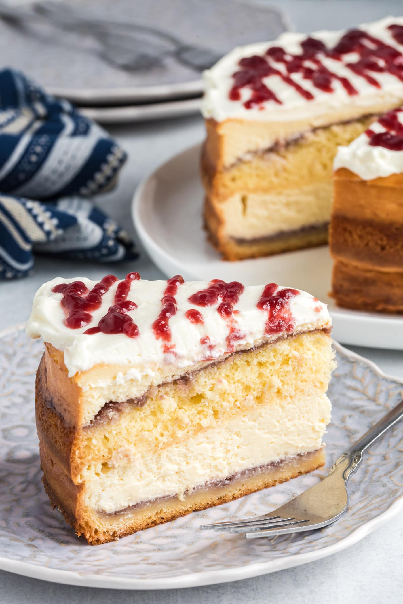 slice of English Trifle Cheesecake