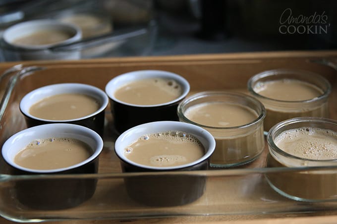 Making espresso creme brulee in ramekins