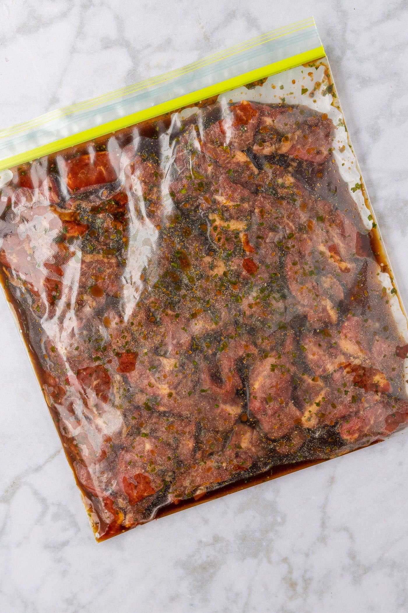 Fajita Marinade in a zip top bag