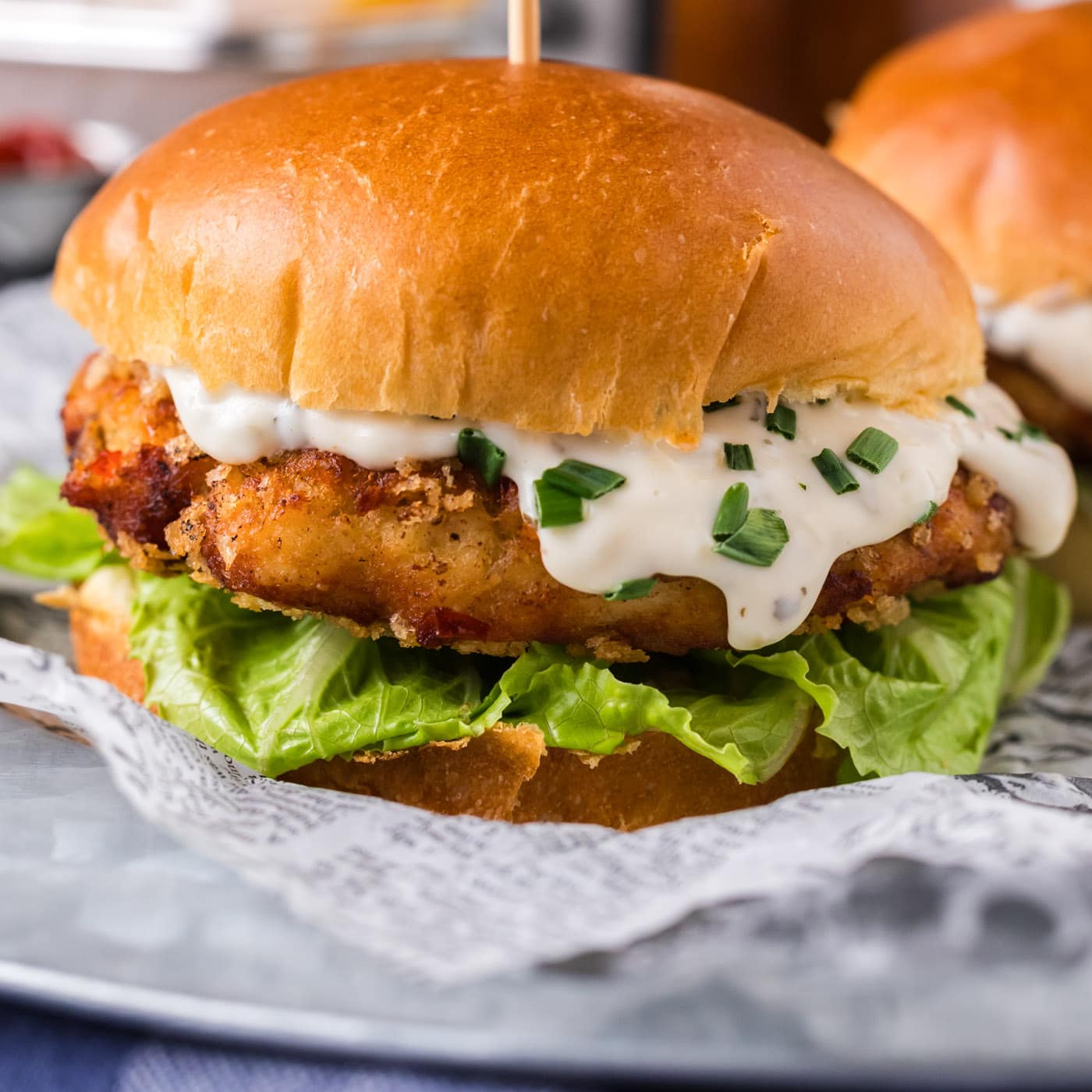 Close up photo of a Fish Burger